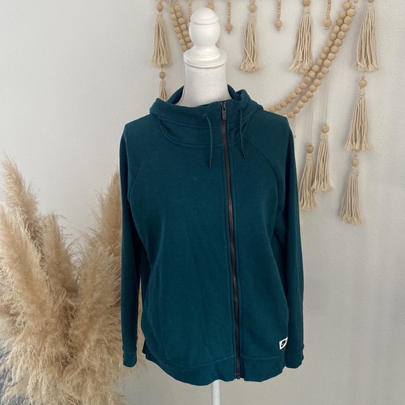 Nike asymmetrical zip up hooded sweatshirt teal fleece hoodie jacket medium - Picture 1 of 16